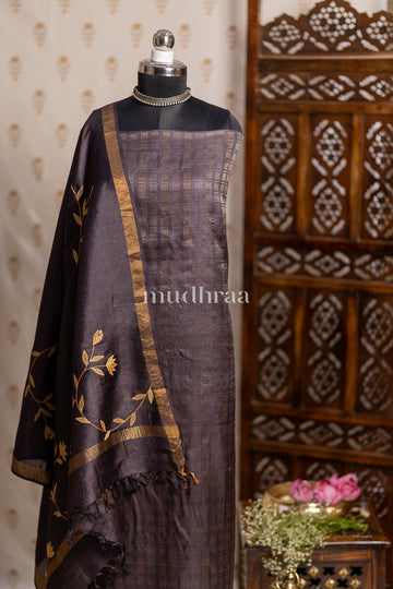 COAL & GOLD APPLIQUE TUSSAR SUIT SET