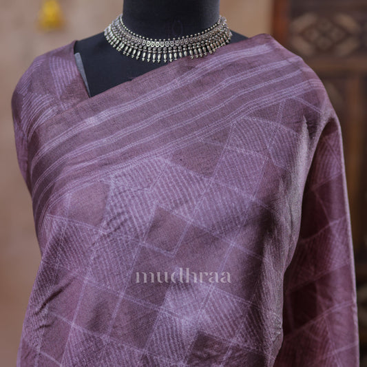 GREYISH PLUM SHIBORI TUSSAR SAREE