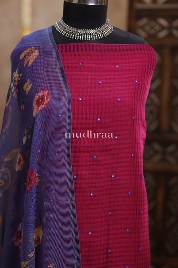 PURPLE & BLUE MOONGA KOTA SUIT SET