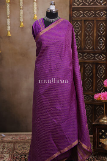 VIVID VIOLET HANDWOVEN KOSA TUSSAR SAREE