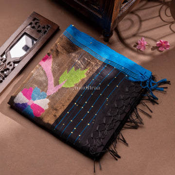 BLACK HANDWOVEN PAITHANI MUSLIN SILK SAREE