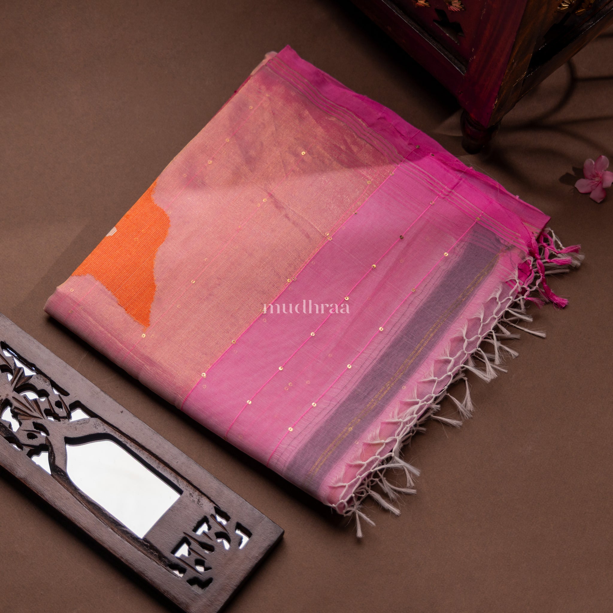 CANDY PINK HANDWOVEN PAITHANI MUSLIN SILK SAREE