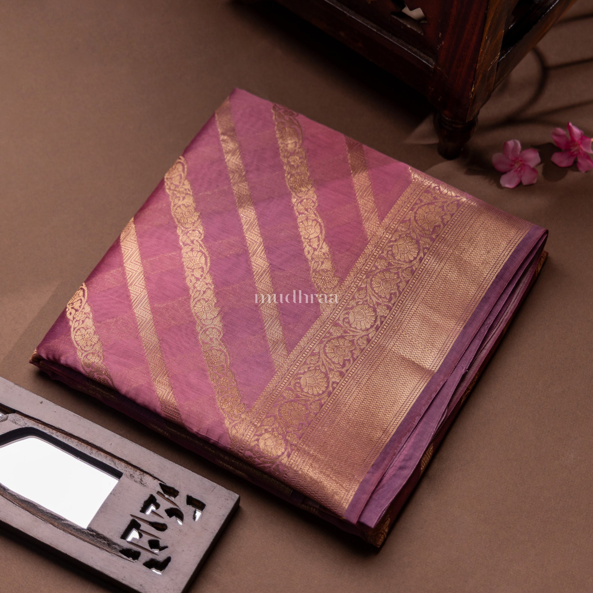 LILAC RANGKHAT CHANDERI SILK SAREE