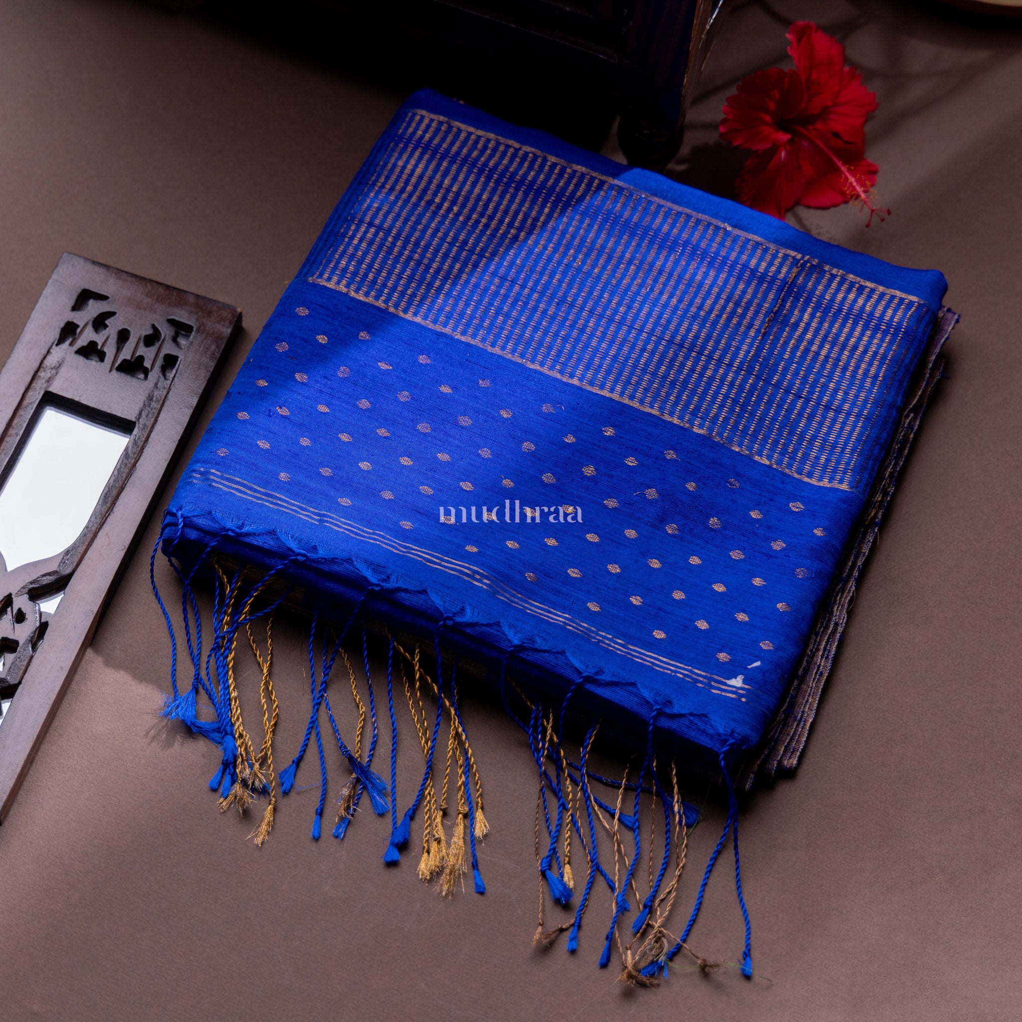 ROYAL BLUE HANDWOVEN MATKA SILK SAREE
