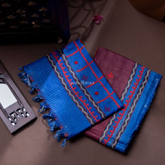 WINE & COBALT KUTCH TUSSAR SUIT SET