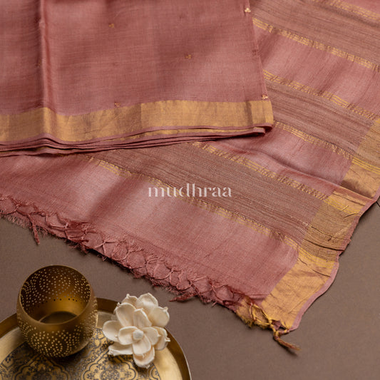BLUSH PINK SEQUIN WOVEN TUSSAR SAREE