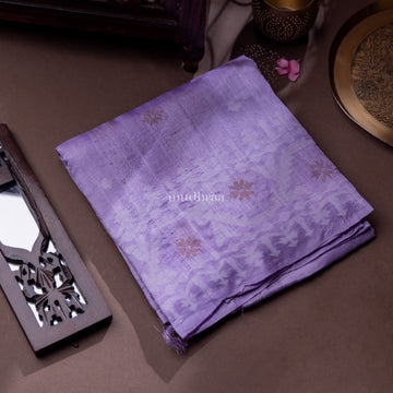 LAVENDER HANDWOVEN JAMDANI TUSSAR SILK SAREE