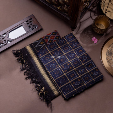 BLACK & MAROON HANDWOVEN IKKAT SUIT SET