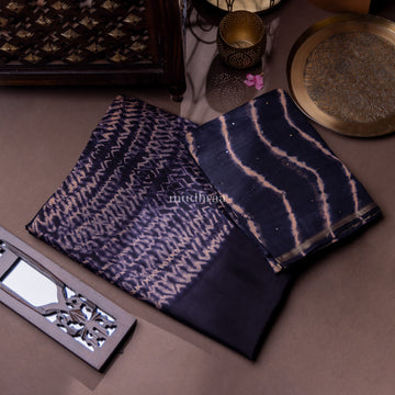 CHARCOAL SHIBORI CHANDERI SUIT SET