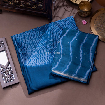 COBALT SHIBORI CHANDERI SUIT SET