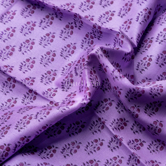LAVENDER HANDBLOCK PRINTED TUSSAR SUIT SET