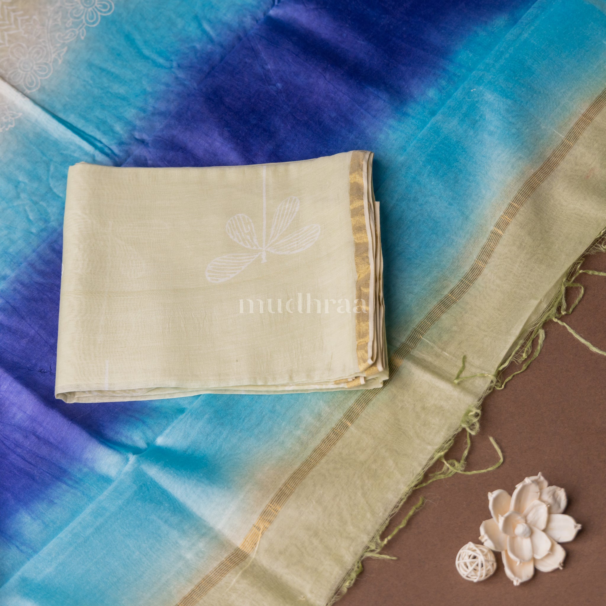 PASTEL PISTA & BLUE CHANDERI SUIT SET