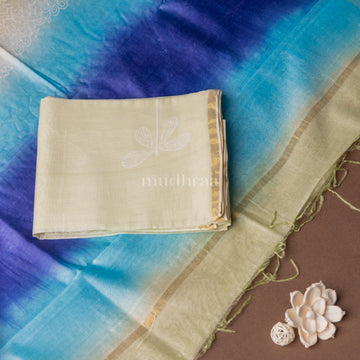 PASTEL PISTA & BLUE CHANDERI SUIT SET