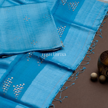 SKY BLUE SEQUIN LINEN SUIT