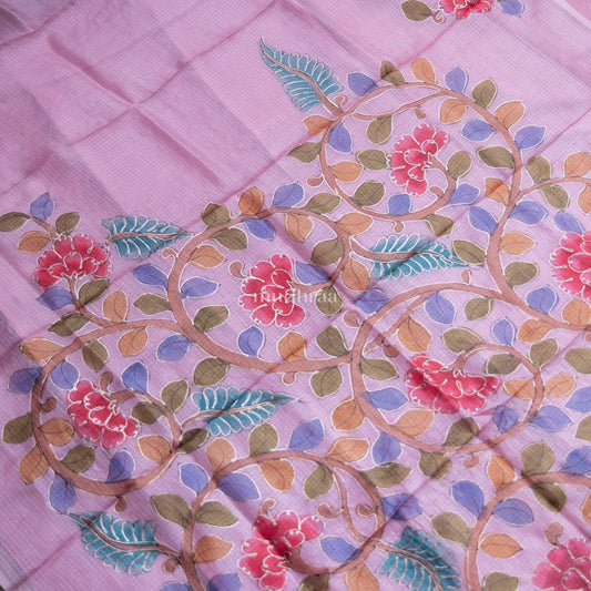 BLUSH PINK KALAMKARI KOTA TUSSAR SUIT SET