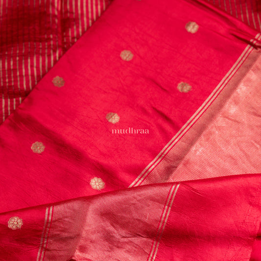 RED CHANDERI ZARI BUTA CHANDERI SUIT SET