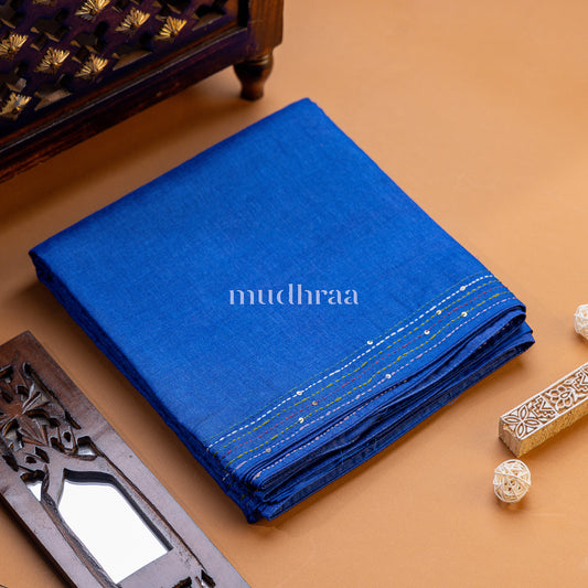 EGYPTIAN BLUE KANTHA TUSSAR SAREE
