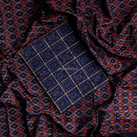 BLACK & MAROON HANDWOVEN IKKAT SUIT SET