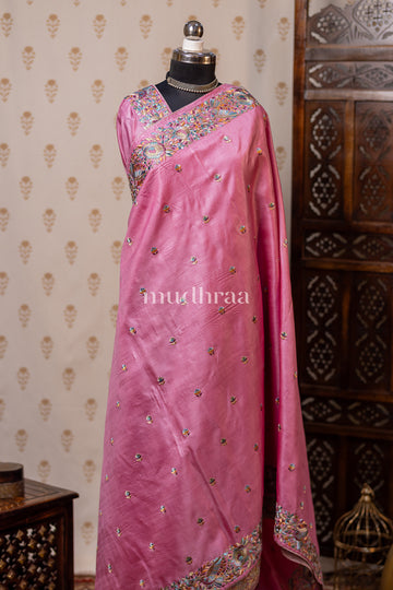 TAFFY PINK PARSI TUSSAR SAREE
