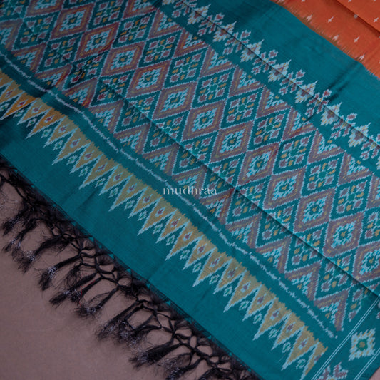 BROWN & TEAL HANDWOVEN IKKAT SUIT SET