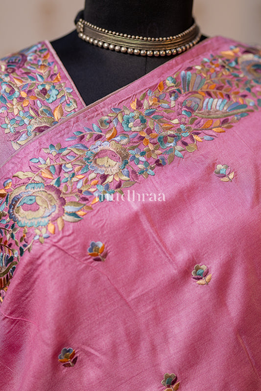 TAFFY PINK PARSI TUSSAR SAREE