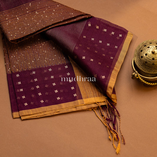 COFFEE & HONEY RAW SILK HANDWOVEN SEQUIN DUPATTA