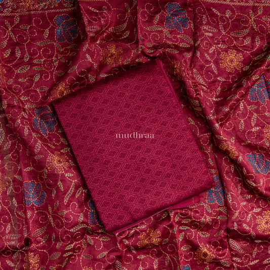 SCARLET CHANDERI KANTHA SUIT SET