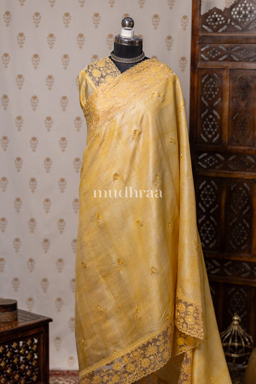 AMBER EMBROIDERED TUSSAR SAREE