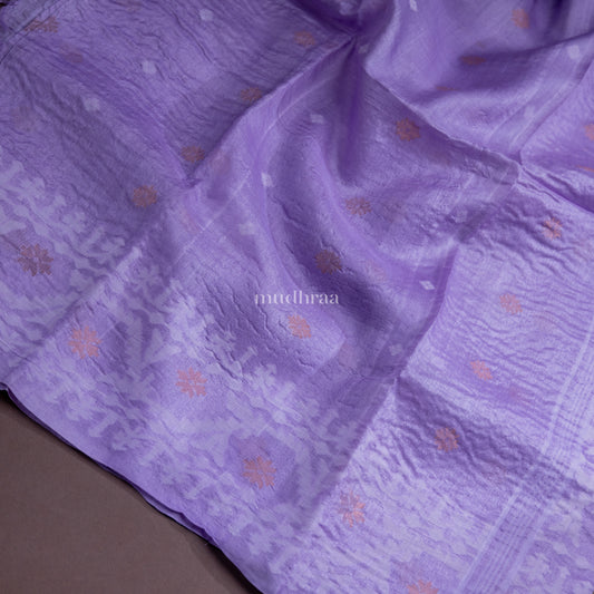 LAVENDER HANDWOVEN JAMDANI TUSSAR SILK SAREE