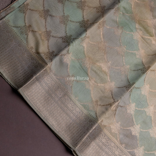 LEAF GREEN RANGKHAT CHANDERI SILK SAREE