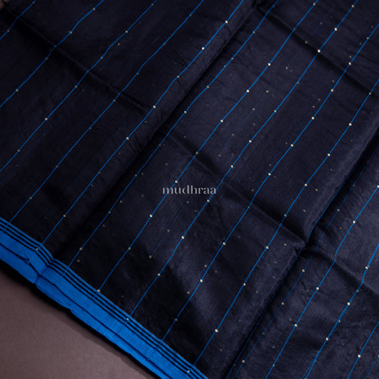 BLACK HANDWOVEN PAITHANI MUSLIN SILK SAREE