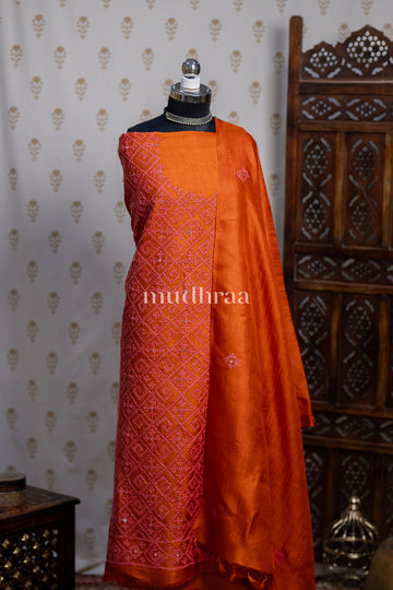 SUNSET ORANGE KUTCH TUSSAR SUIT SET