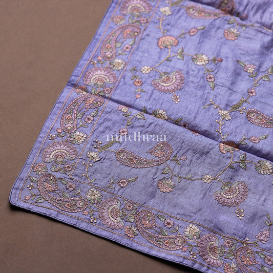 PERIWINKLE EMBROIDERED TUSSAR SAREE