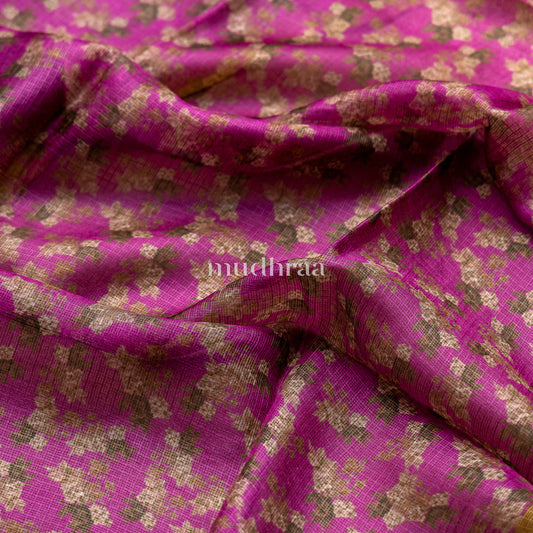 RANI PINK & GREEN PRINTED KOTA TUSSAR SAREE