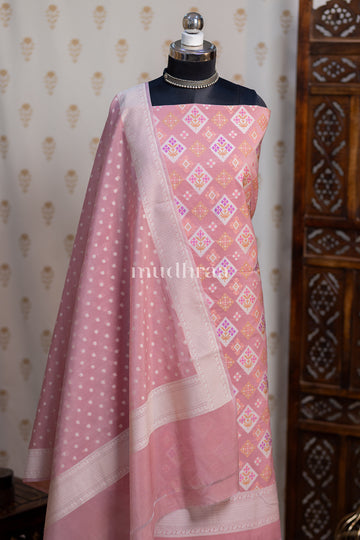 BLUSH PINK HANDWOVEN COTTON SUIT SET
