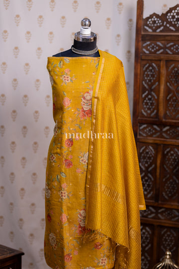 MUSTARD TISSUE-CHANDERI SUIT SET