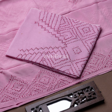PINK FRENCH-KNOT KORA ORGANZA SUIT SET