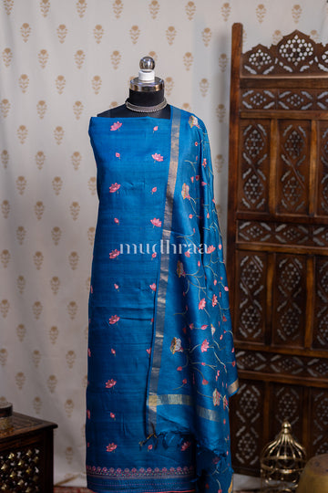 COBALT BLUE PICHWAI TUSSAR SUIT SET