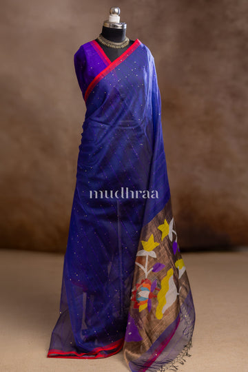 VIOLET MUSLIN SILK JAMDANI PALLU SAREE