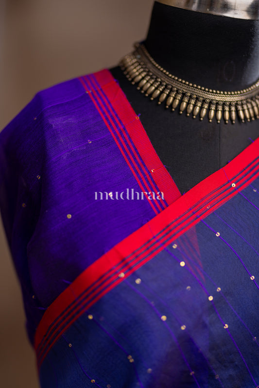 VIOLET MUSLIN SILK JAMDANI PALLU SAREE