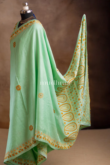 AQUA-GREEN KUTCH TUSSAR SAREE