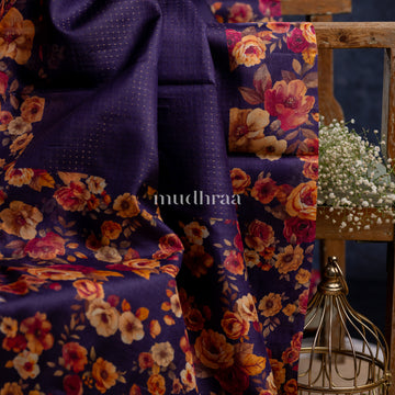 MIDNIGHT BLUE ZARI WOVEN TUSSAR SILK SAREE