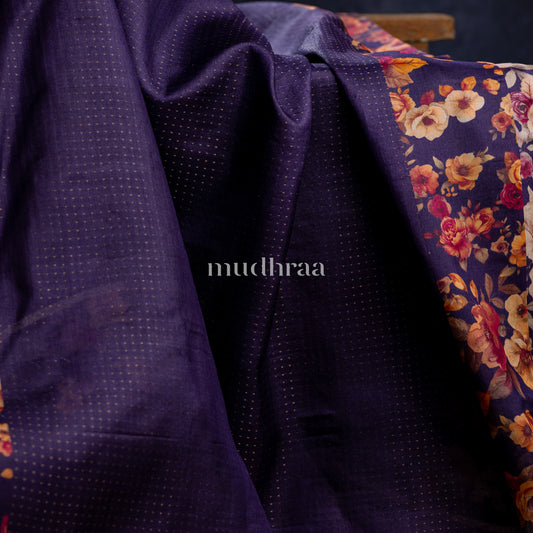 MIDNIGHT BLUE ZARI WOVEN TUSSAR SILK SAREE