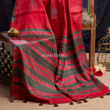 TERACOTTA SHIBORI TUSSAR SAREE