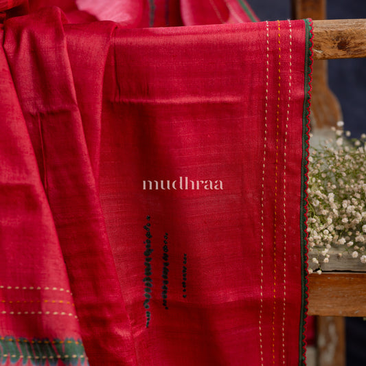 TERACOTTA SHIBORI TUSSAR SAREE