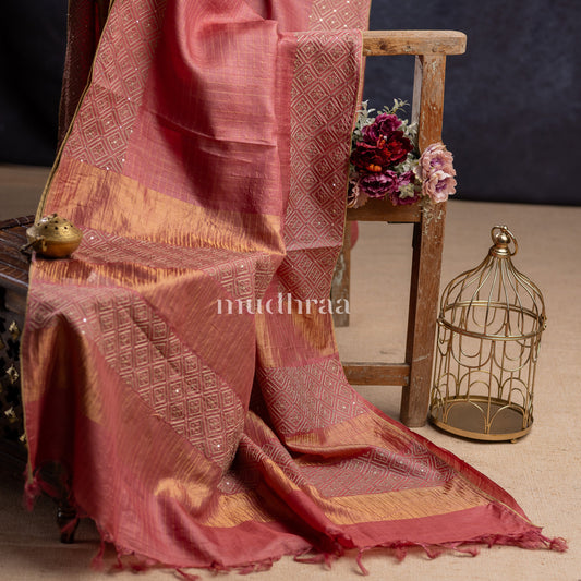 ONION PINK ZARI TUSSAR SAREE