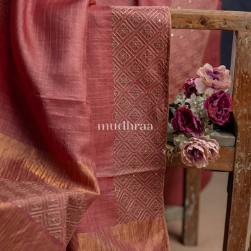 ONION PINK ZARI TUSSAR SAREE