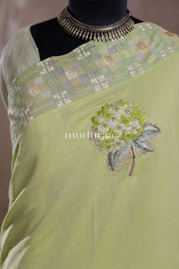 LIME GREEN MUL COTTON SAREE