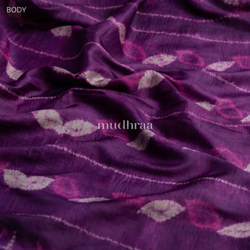 DEEP PURPLE SHIBORI STRIPED TUSSAR SILK SAREE