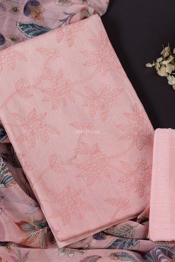 PASTEL PINK CHANDERI SILK EMBROIDERED SUIT SET